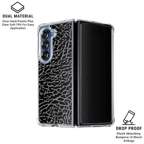 Elephant Print Black Galaxy Z Fold6 Clear Case